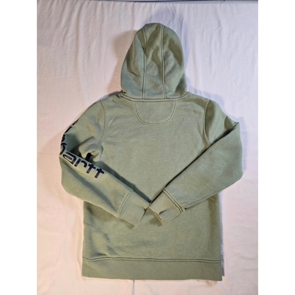 Carhartt Womens Relaxed Fit Graphic Sleeve Hoodie Sage Green TS0288-W Small - Picture 2 of 9